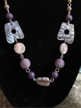 Lavender Mixed-Bead Statement Necklace - purple